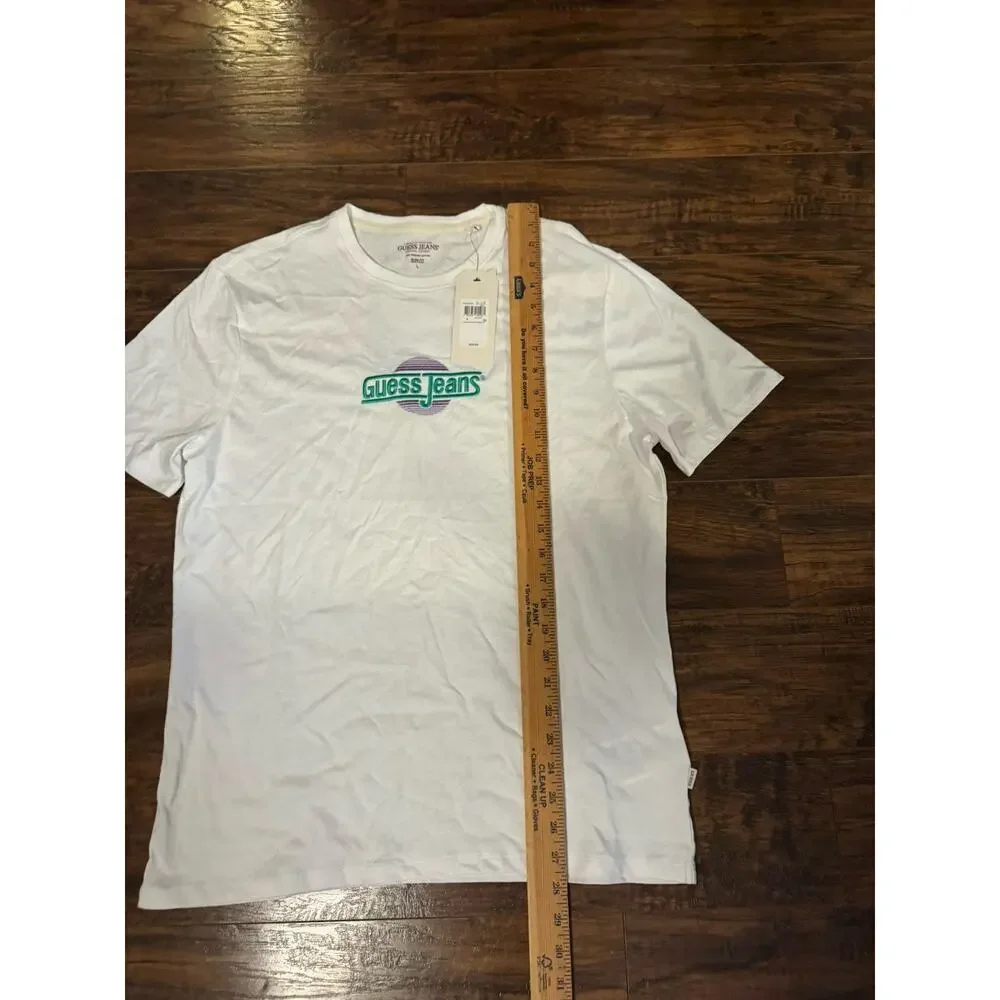 Guess Jeans Men's Logo Crew Short Sleeve Shirt L Large White